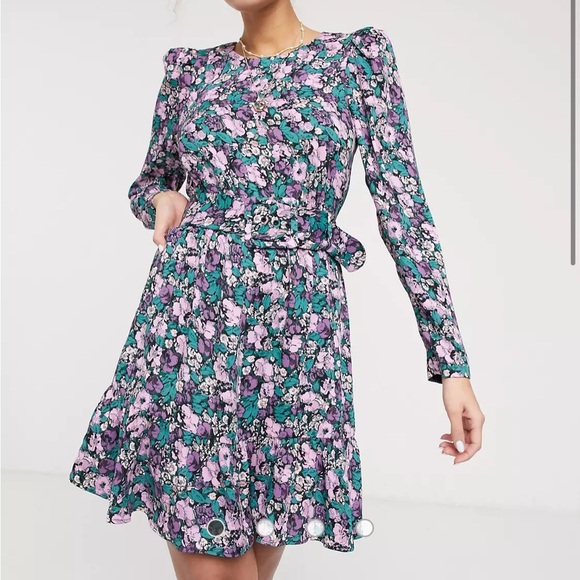 Brand new & Other Stories Lavender Turquoise Floral Mini Dress - Picture 14 of 15